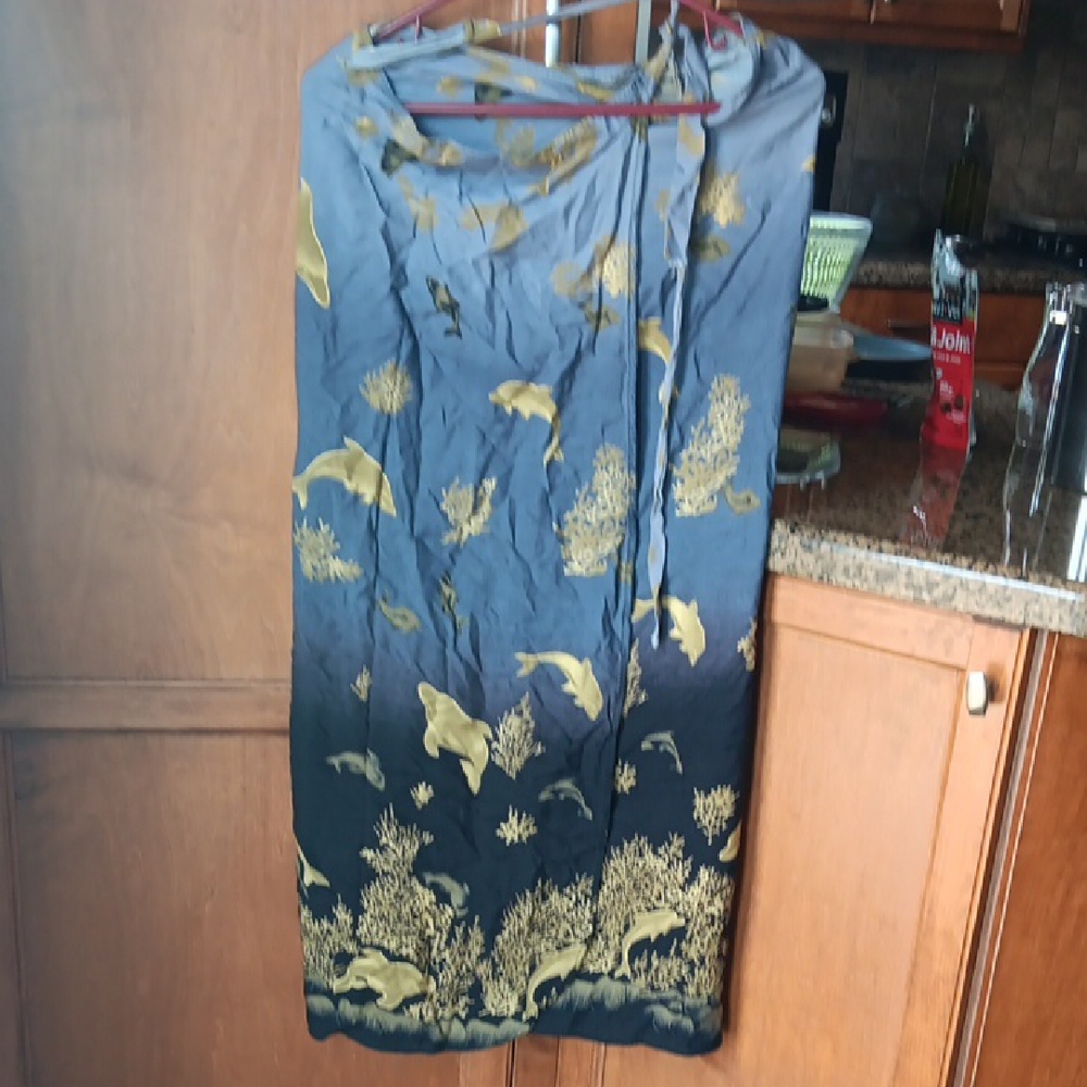 Wrap Black and Gold Dolphin Print Skirt